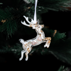 Christmas tree toy with rose quartz "Deer" collection "Stories"